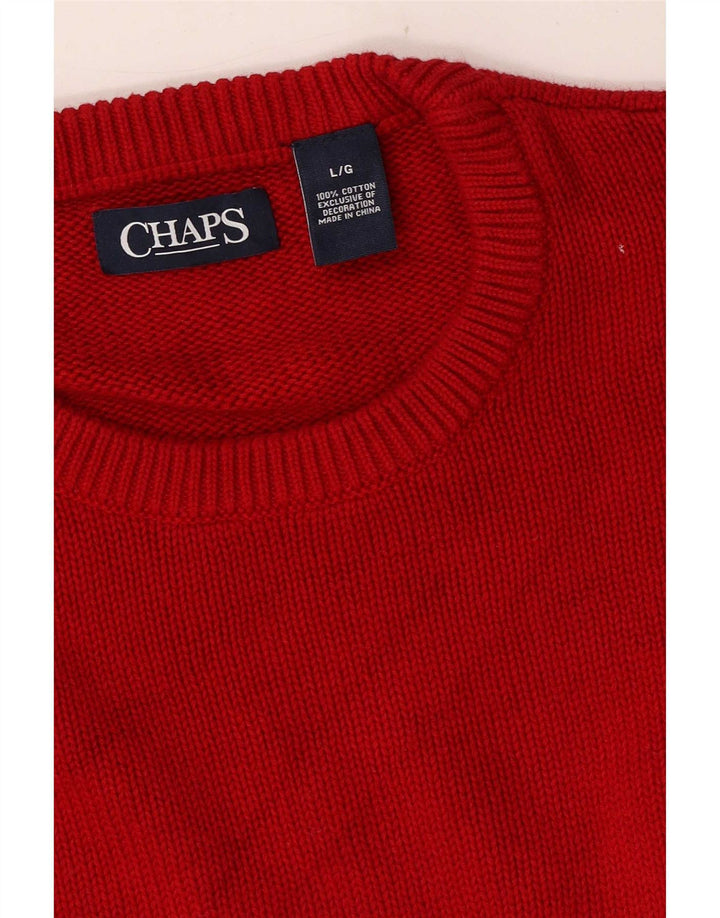 Chaps Herre Crew Neck Jumper Sweater Stor Rød Bomuld