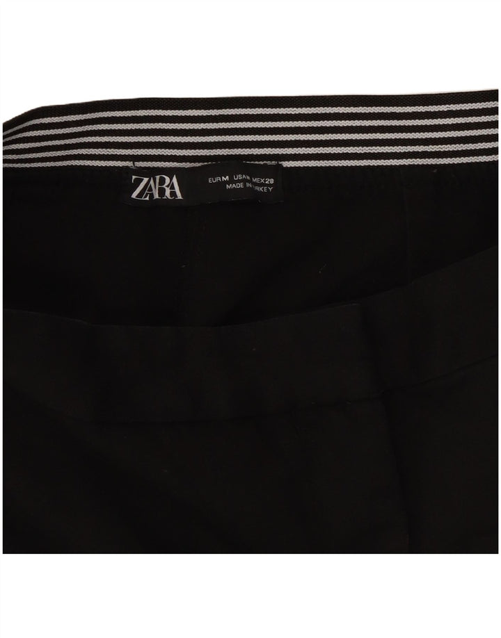 Zara Womens Straight Cropped Trousers Medium W28 L23 Black