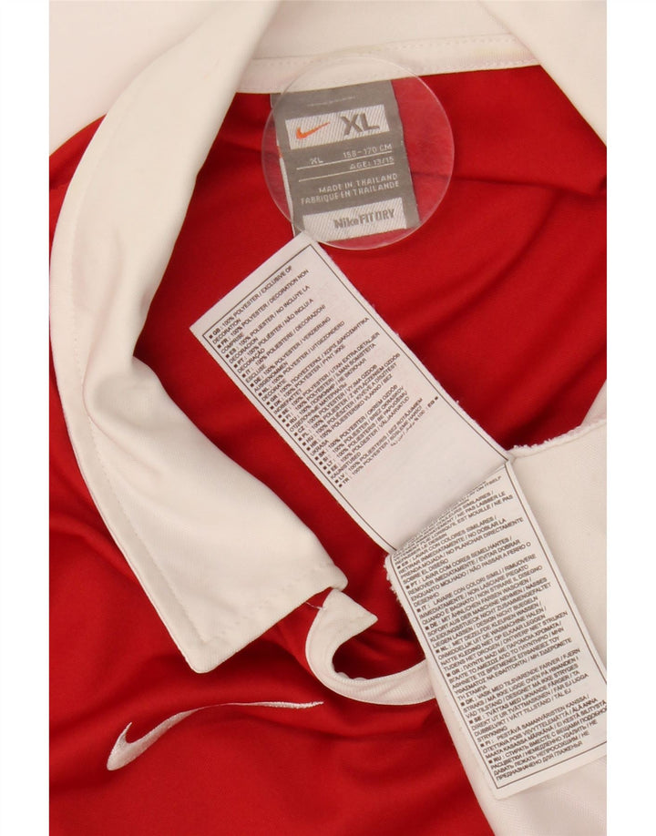 NIKE drenge poloshirt 13-14 år XL Rød Colourblock Polyester