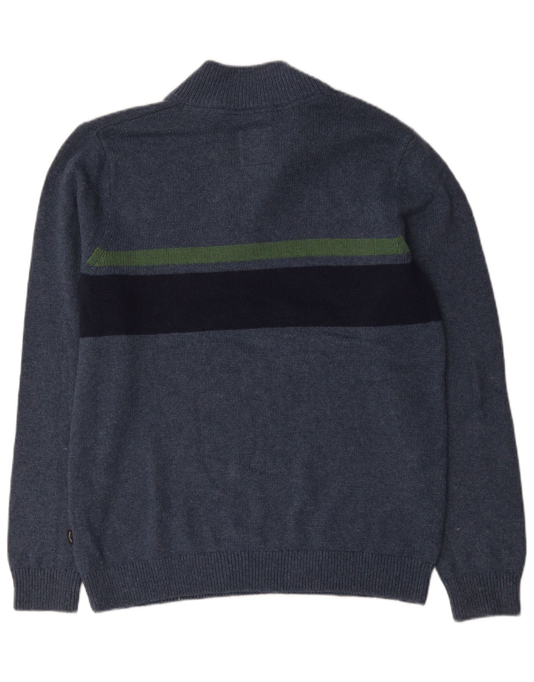 Fedt ansigt herre lynlås-hals sweater stor marineblå stribet bomuld