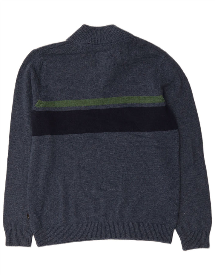 Fedt ansigt herre lynlås-hals sweater stor marineblå stribet bomuld