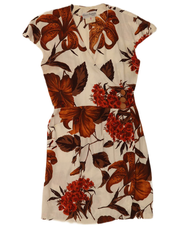 Therese Baumaire Dame slå-om-kjole EU 42 Large White Floral Viscose