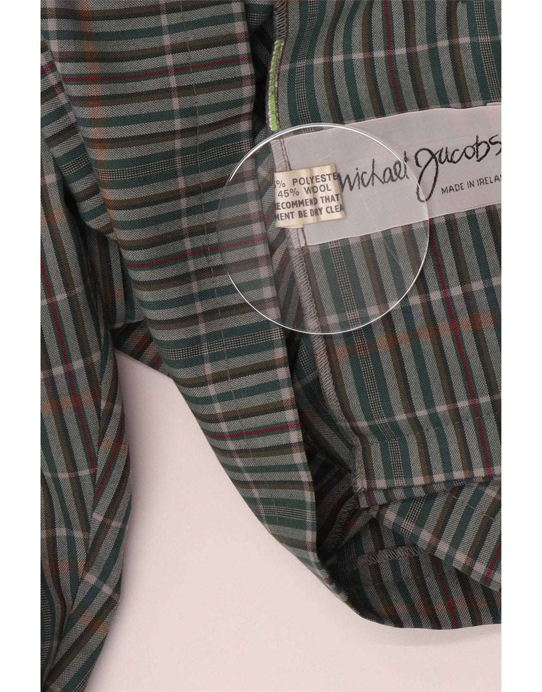 Michael Jacobs Dame Overshirt Shirt UK 10 Small Green Plaid Polyester