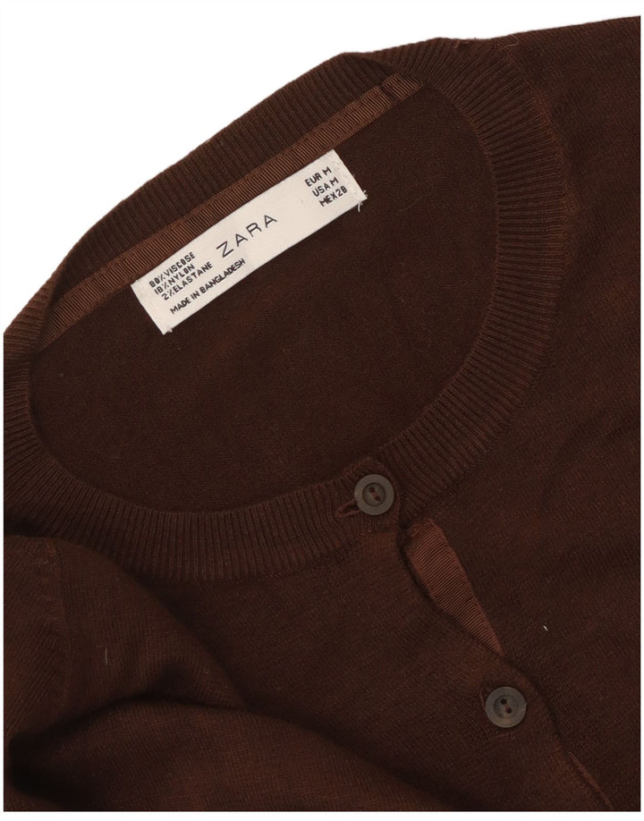 Zara Dame Cardigan Sweater UK 14 Medium Brown Viscose