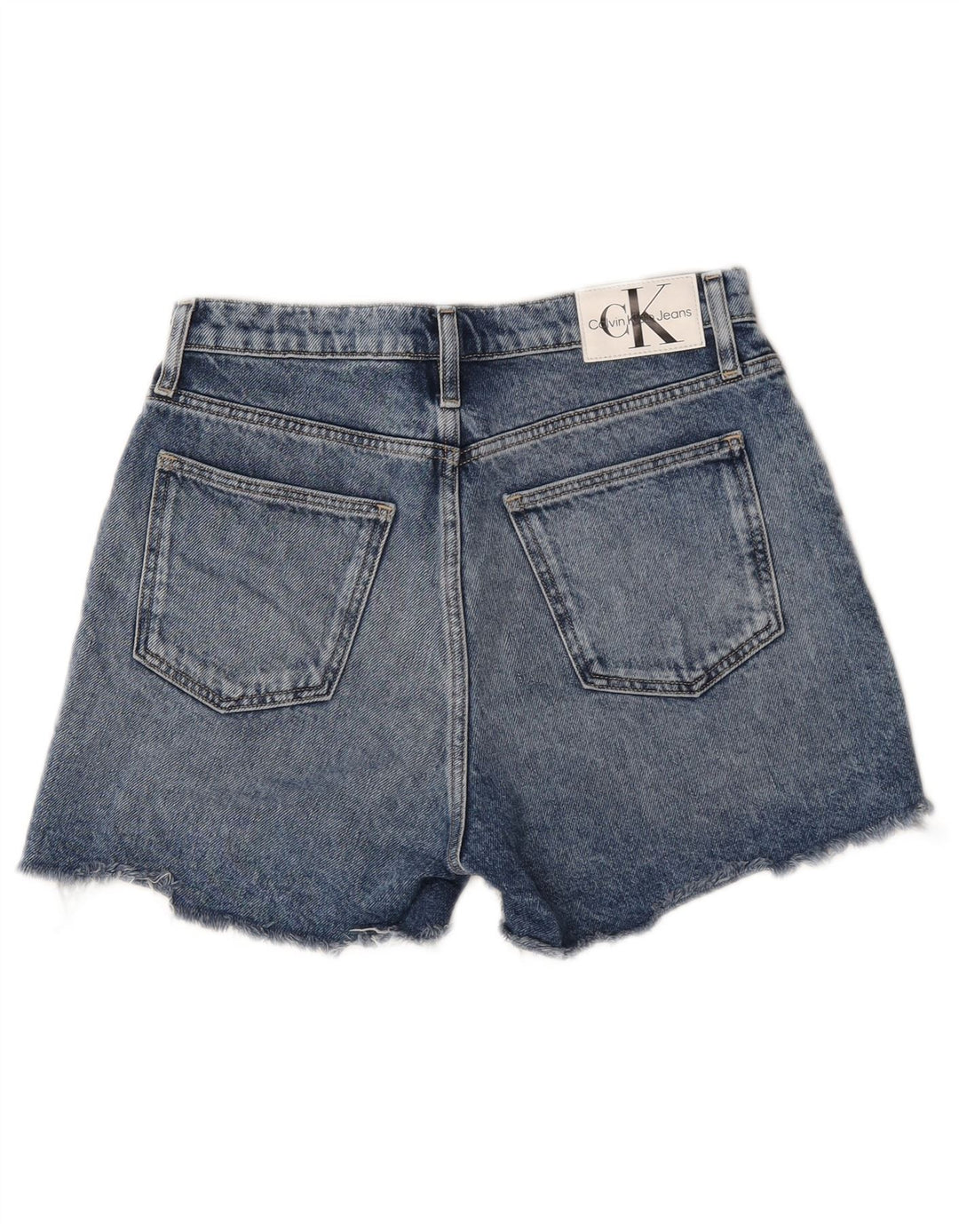 Calvin Klein Dame Denim Distressed Hot Pants W28 Medium Blue Cotton