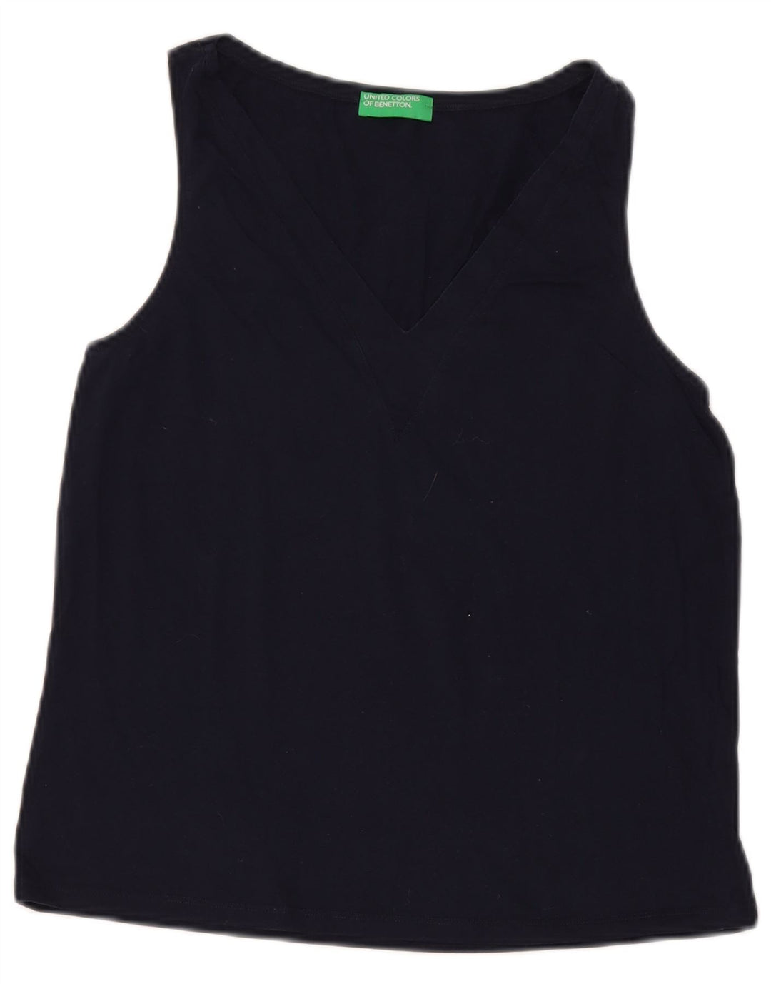 Benetton Damevest Top UK 10 Small Navy Blue Bomuld