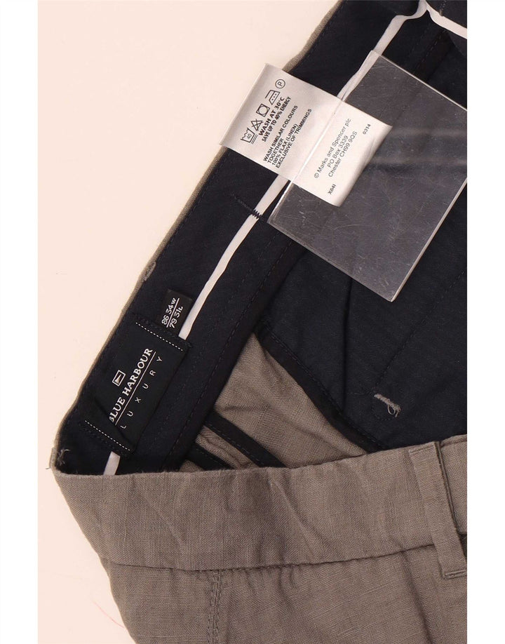 Marks & Spencer Herre Blue Harbor Lige Chinobukser W34 L31 Grå
