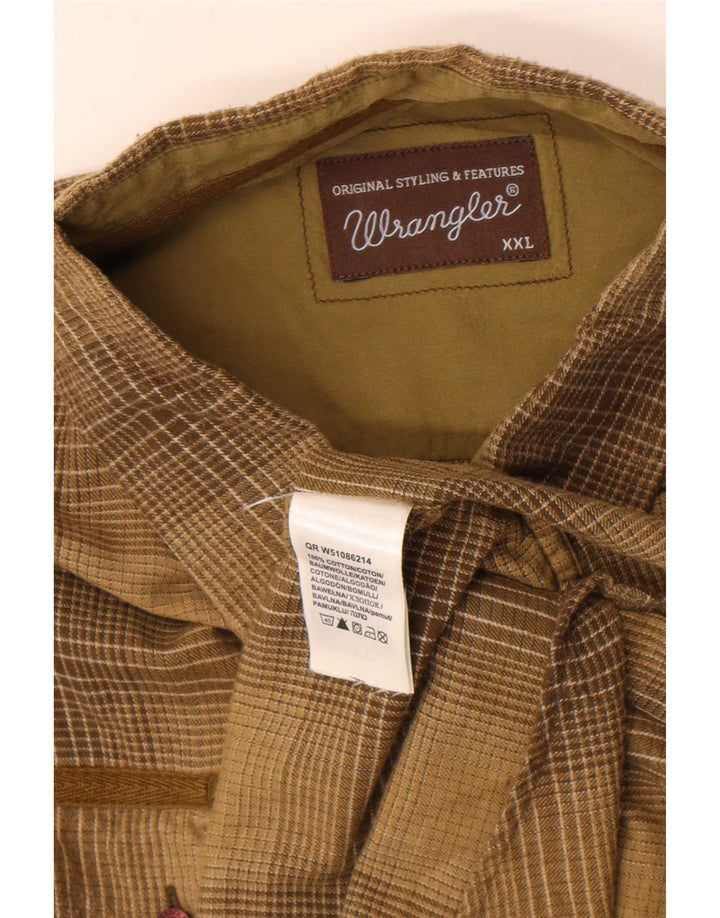 Wrangler Herre Flanelskjorte 2XL Khaki Ternet Bomuld