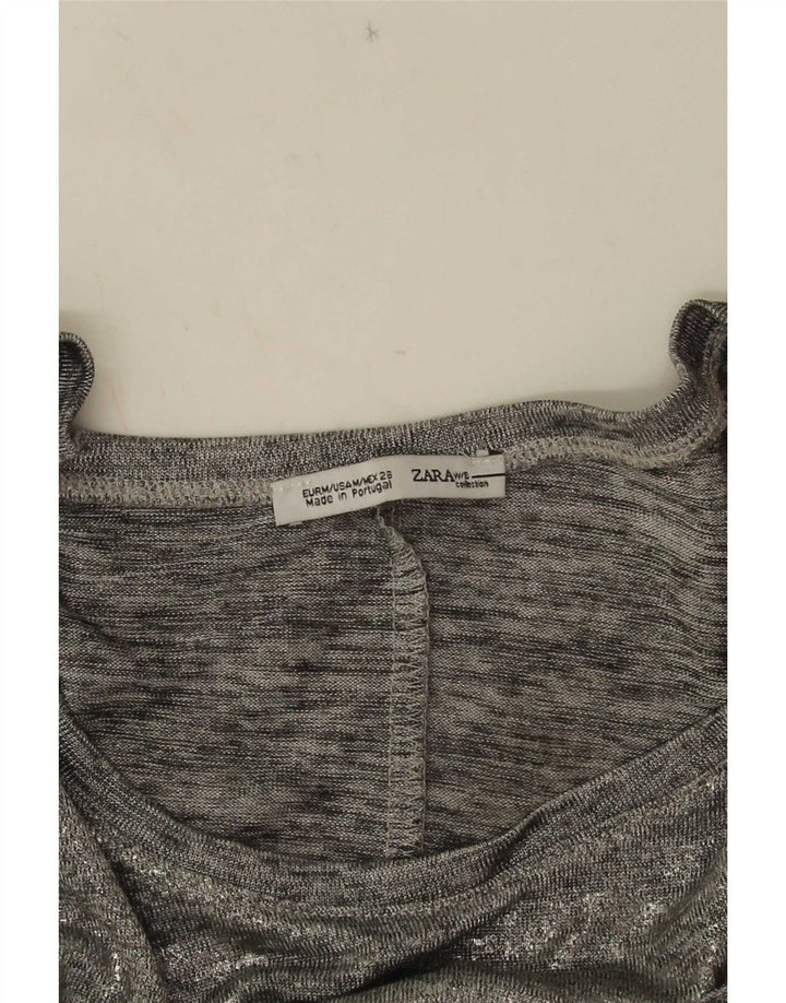 Zara Dame ærmeløs bluse Top UK 14 Medium Grå