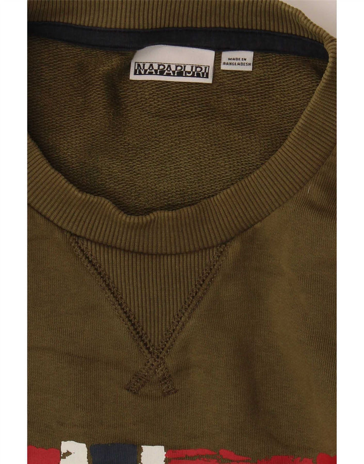 Napapijri Herre Grafisk Sweatshirt Jumper Large Khaki