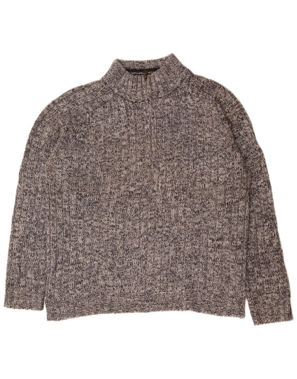 Marks & Spencer Herre sweater med lynlåshals, stor grå flækket uld