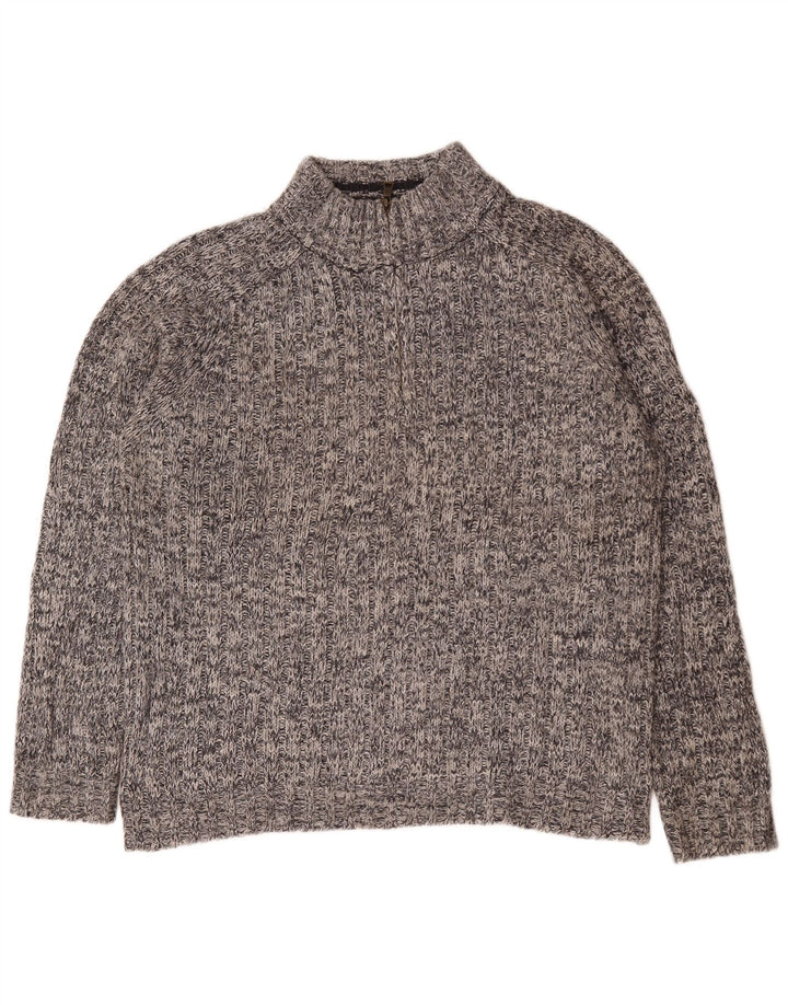 Marks & Spencer Herre sweater med lynlåshals, stor grå flækket uld