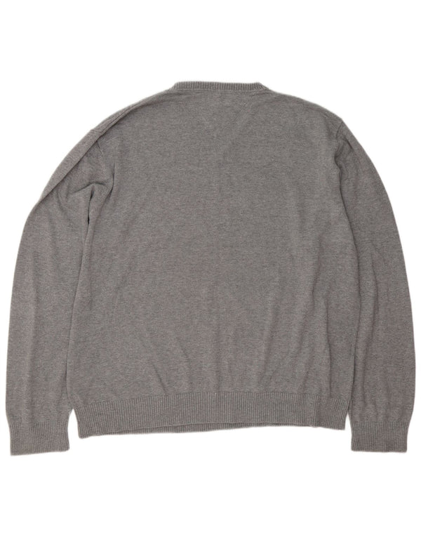 Tommy Hilfiger Mens V-Neck Jumper Sweater XL Grey Cotton
