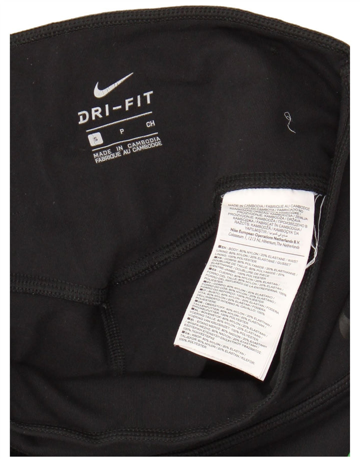 NIKE Womens Dri Fit Leggings UK 8 Small Black Colourblock Nylon