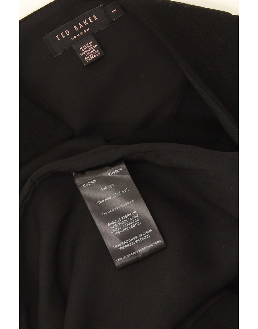 Ted Baker Dame Bodycon Kjole Størrelse 1 XS Sort Uld