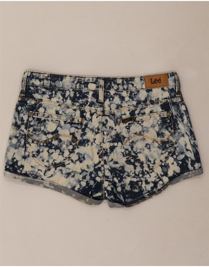 Lee Womens Denim Hot Pants W28 Medium Navy Blue Tie Dye Bomuld