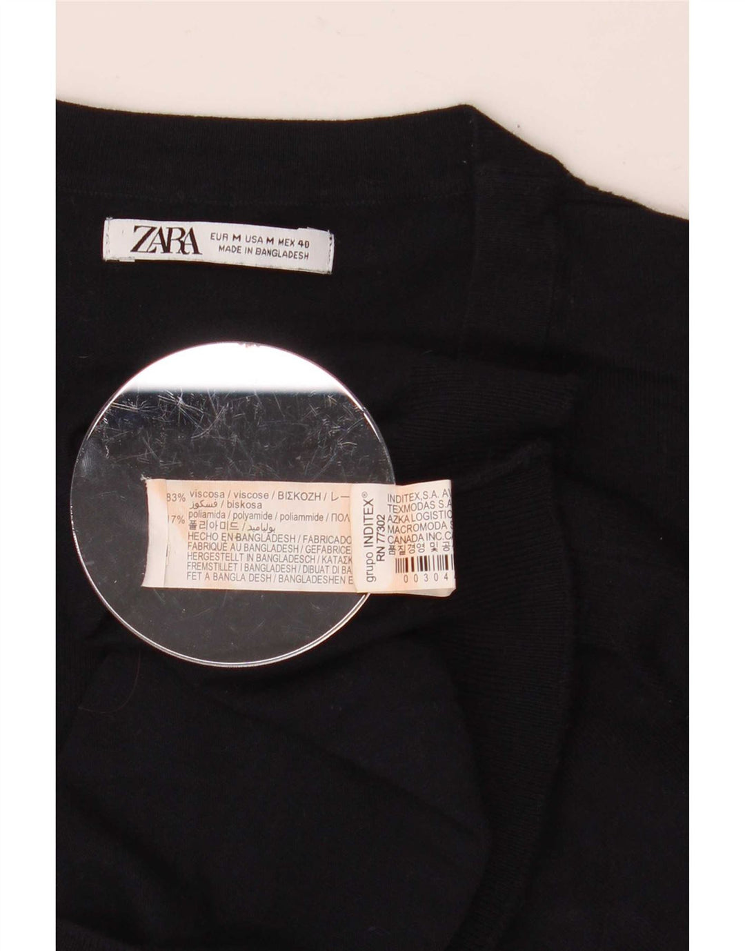 Zara Herre T-Shirt Top Medium Marineblå Viscose