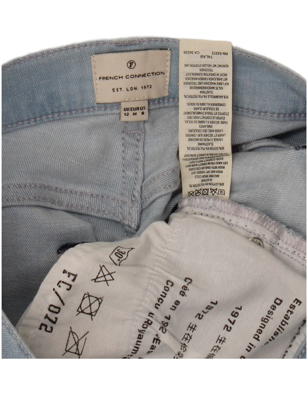 FRANSK FORBINDELSE Dame Slim Jeans UK 12 Medium W30 L28 Blå Bomuld