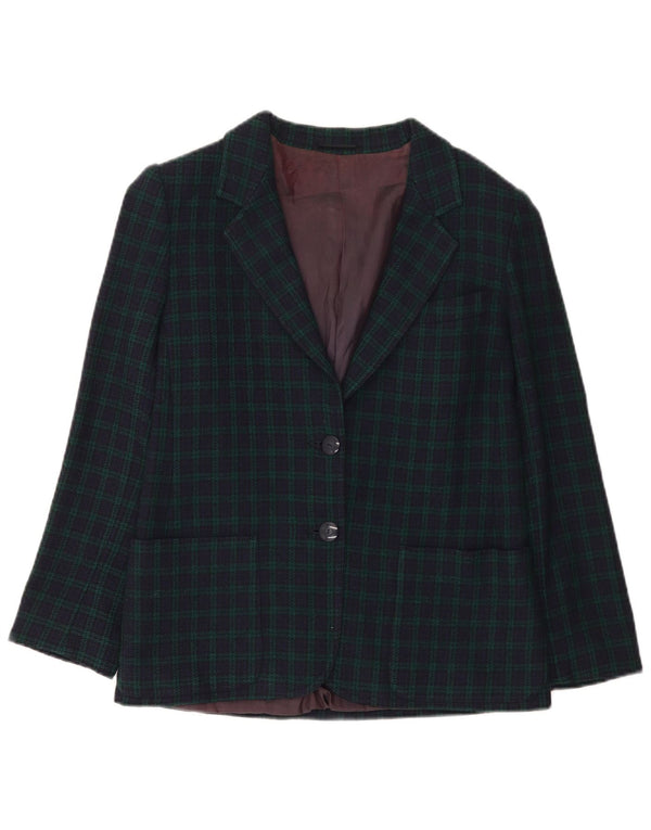 Marella Dame 2 Button Blazer Jacket UK 10 Small Navy Blue Check