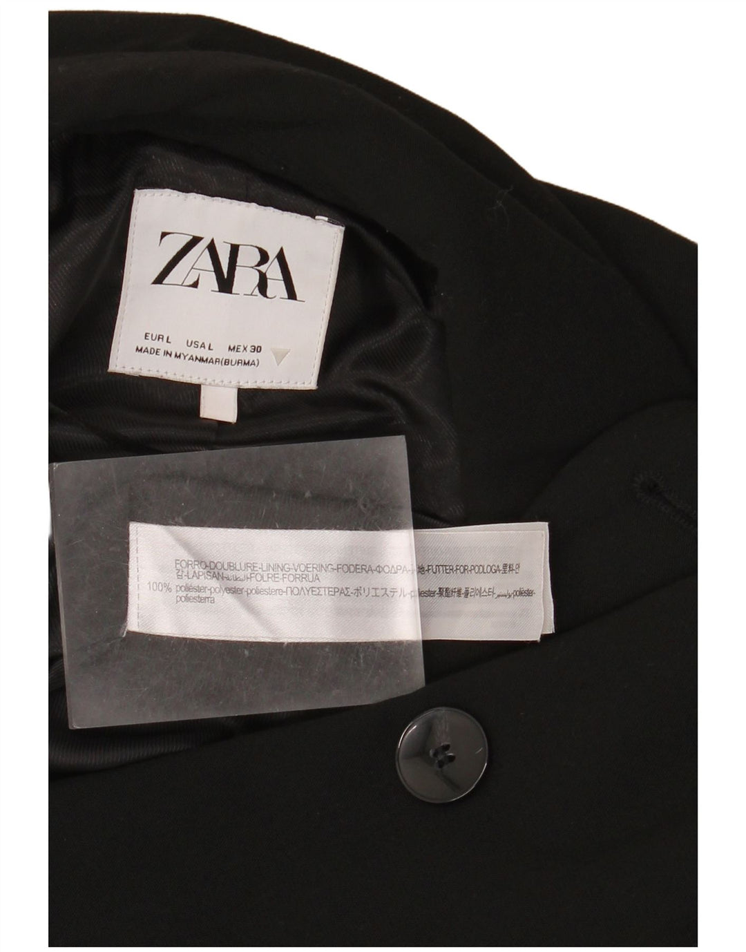ZARA dobbeltradet blazerjakke til kvinder DK 16 Stor sort polyester