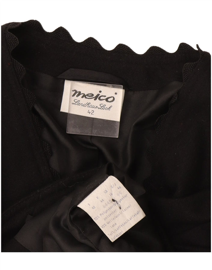 Meico Dame 3 Buttons Crop Blazer Jacket UK 16 Large Black Polyester