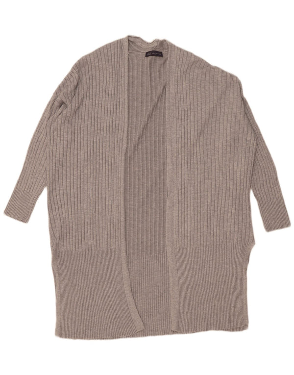 Marks & Spencer Dame Longline Open Cardigan Sweater UK 14 Medium Grey