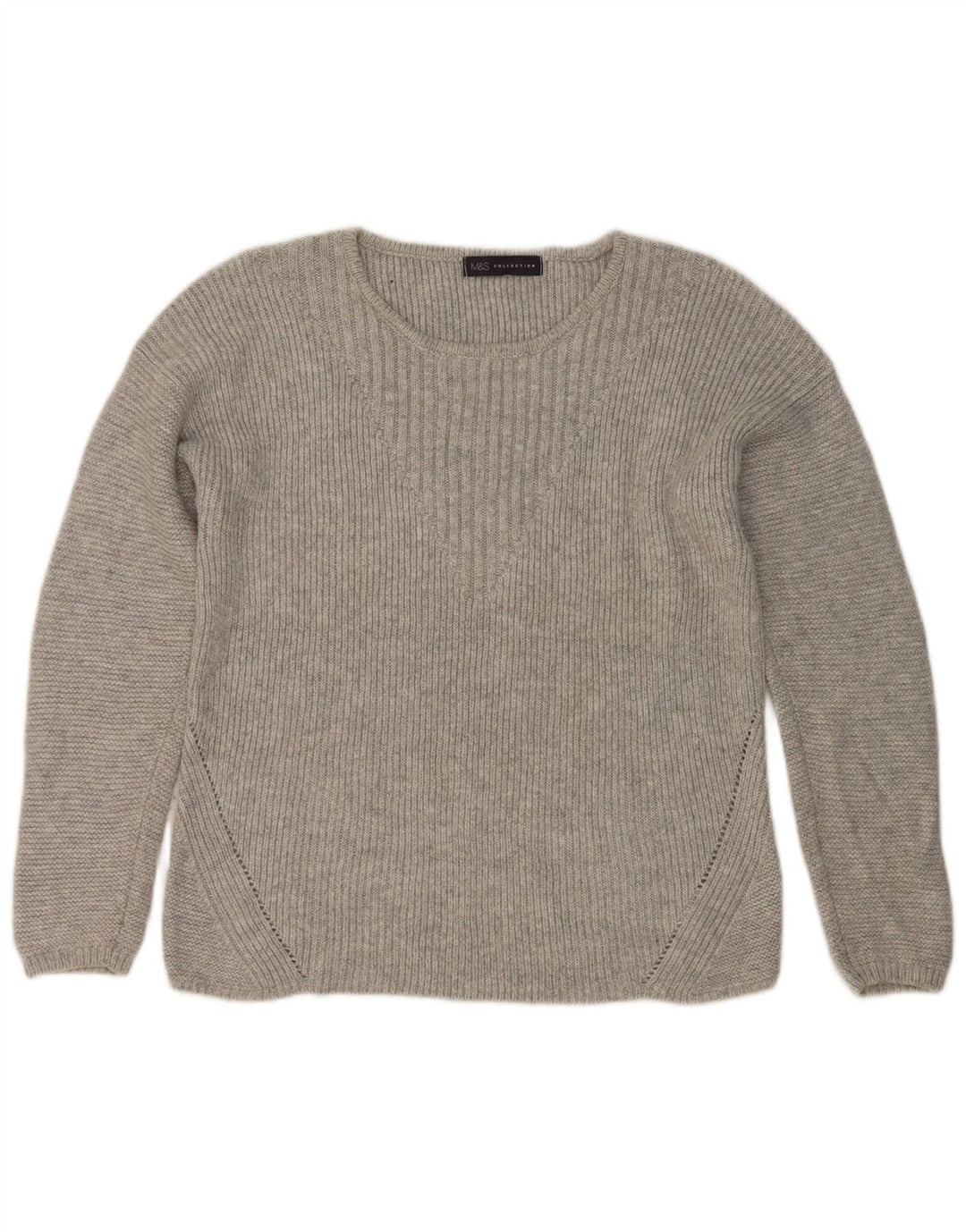 Marks & Spencer Dame Boat Neck Jumper Sweater UK 12 Medium Silver
