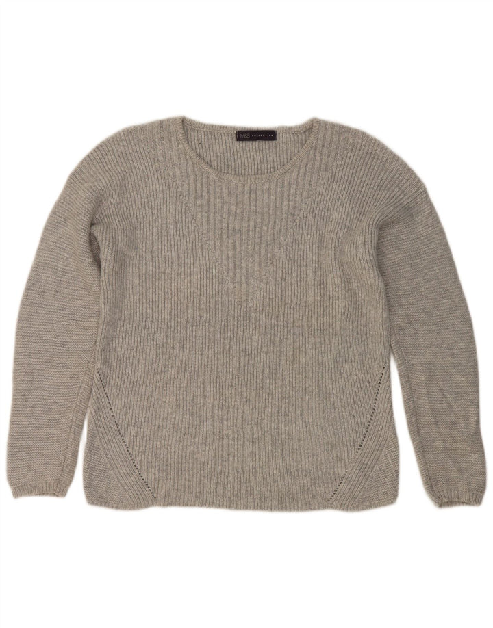 Marks & Spencer Dame Boat Neck Jumper Sweater UK 12 Medium Silver