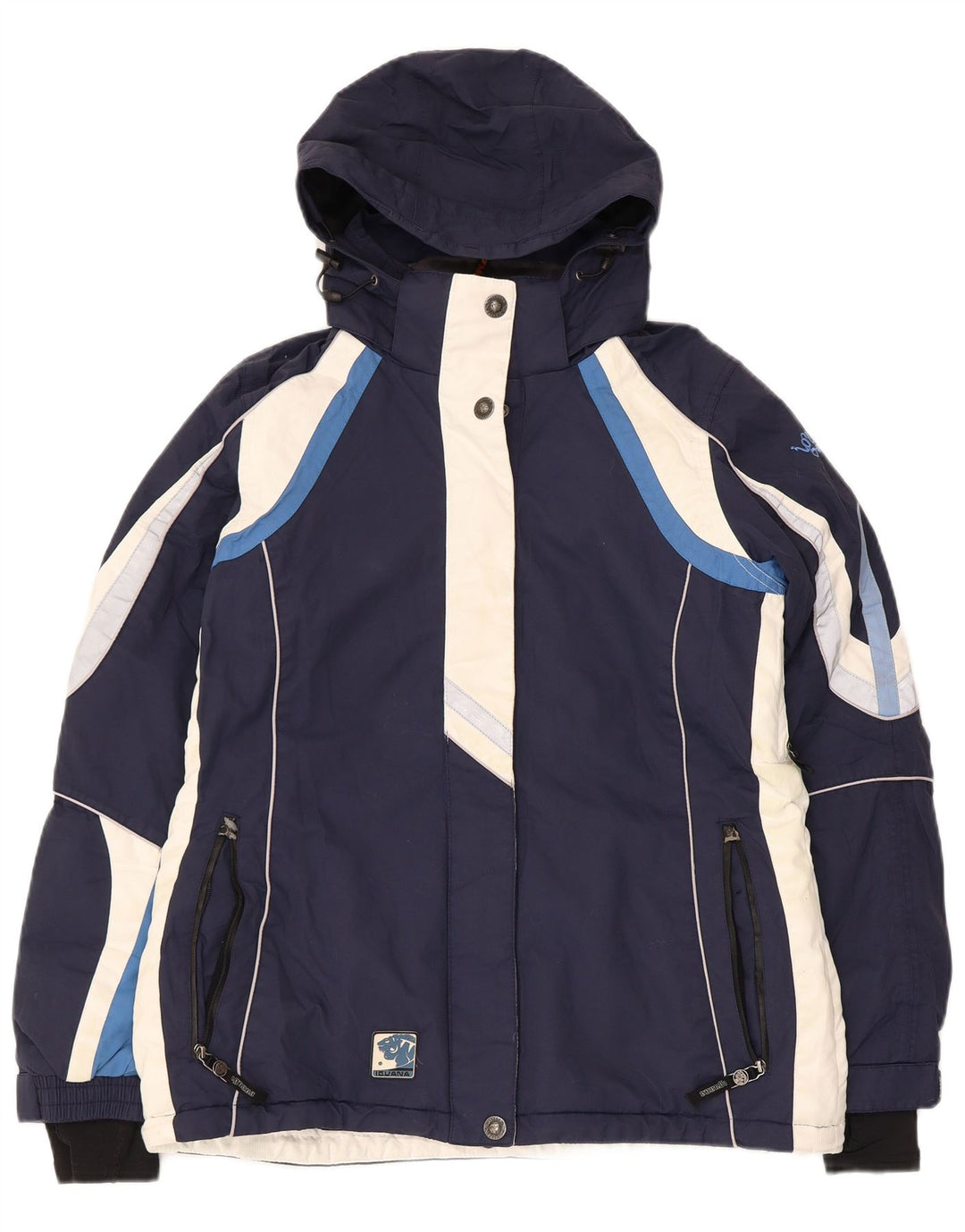Iguana Dame Hætte Skijakke EU 40 Medium Navy Blue Colourblock