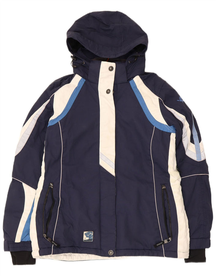 Iguana Dame Hætte Skijakke EU 40 Medium Navy Blue Colourblock