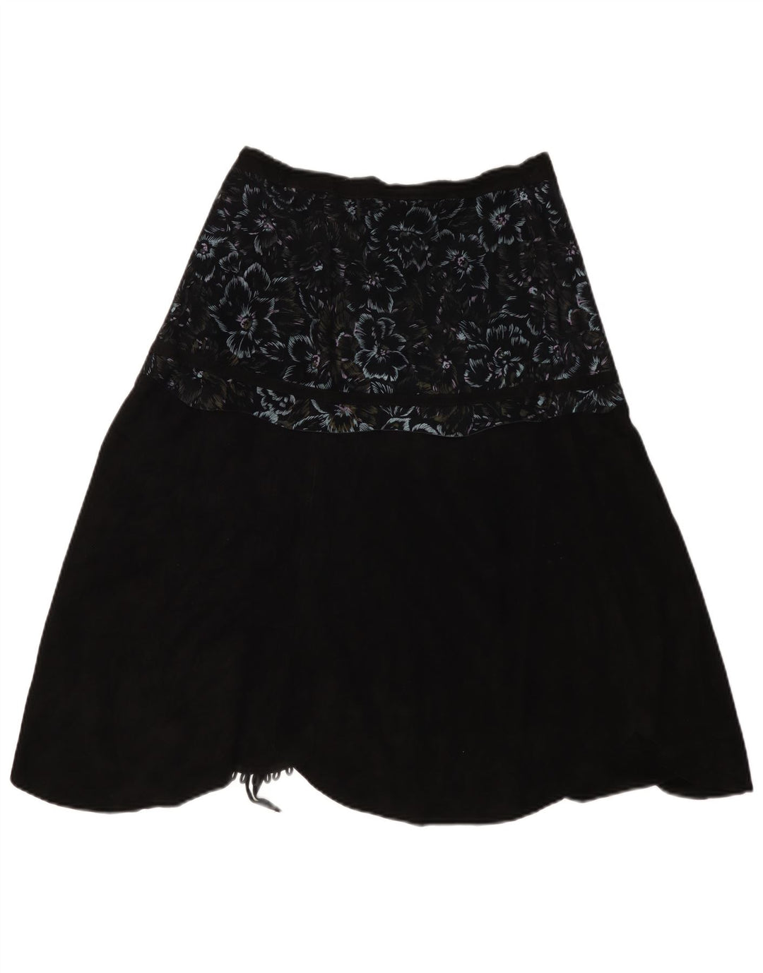 VINTAGE slå-om nederdel til kvinder W30 Medium Black Floral