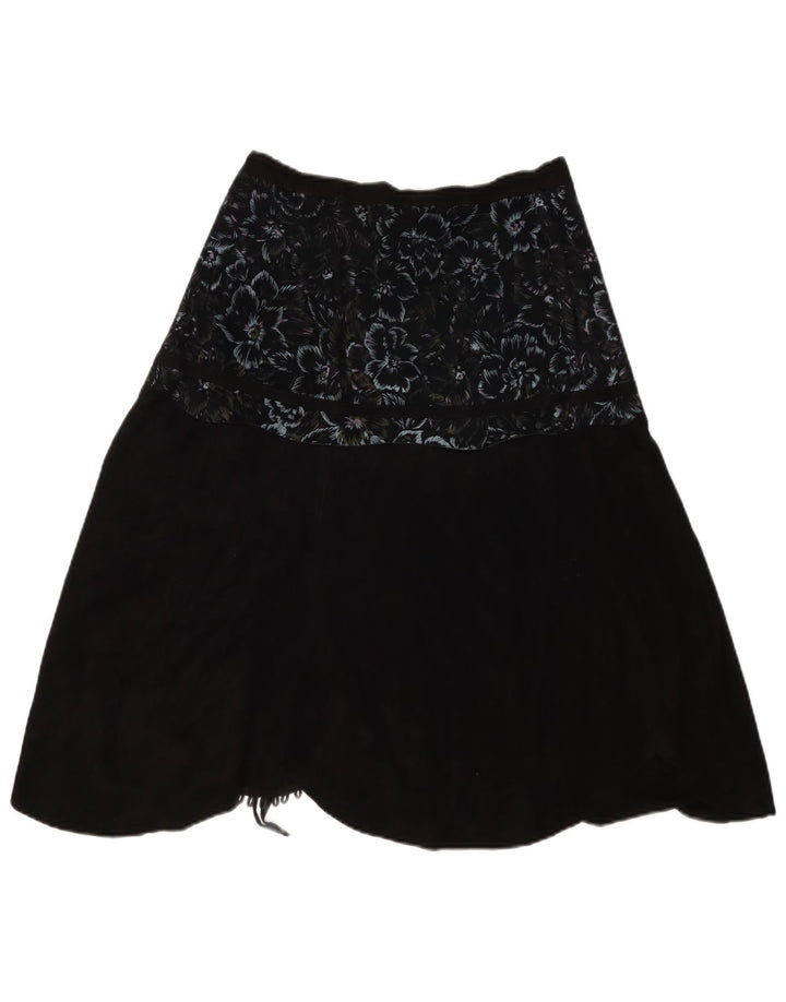 VINTAGE slå-om nederdel til kvinder W30 Medium Black Floral