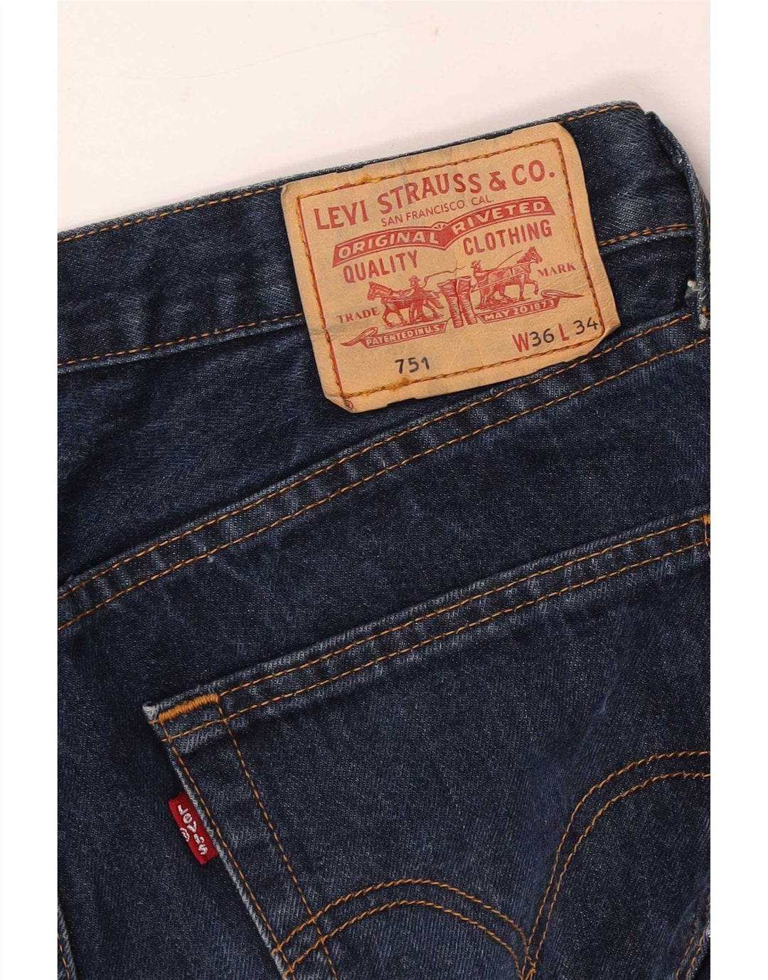 Levi's Herre 751 Cropped Straight Jeans W36 L25 Navy Blue