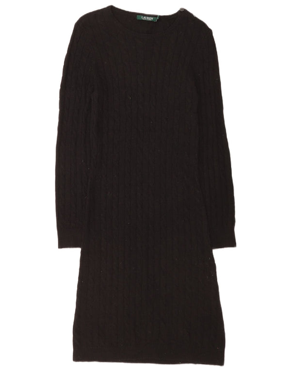 Ralph Lauren Dame Langærmet Jumper Kjole UK 14 Medium Sort