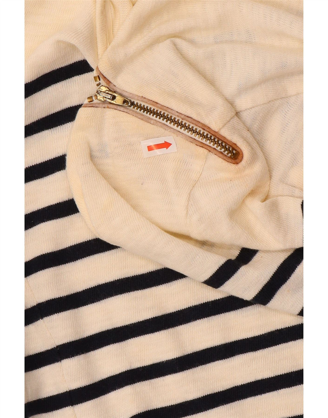 Massimo Dutti Dame Top 3/4 ærmer UK 12 Medium Off White Stribet bomuld