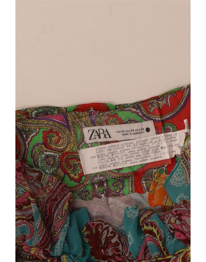 Zara Dame Mini Tiered Nederdel XS W24 Flerfarvet Paisley Polyester