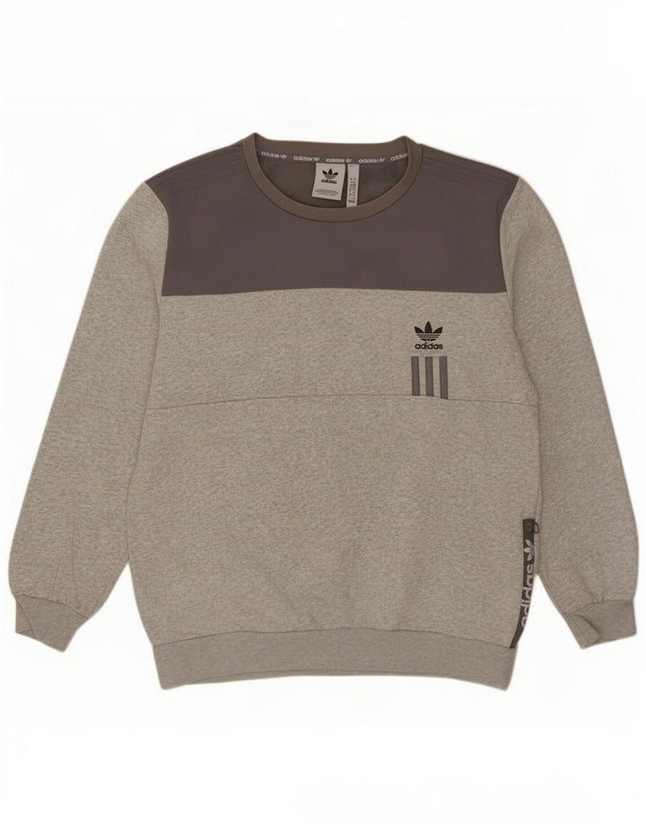 Adidas Herre Sweatshirt Jumper Large Grå Colourblock Bomuld