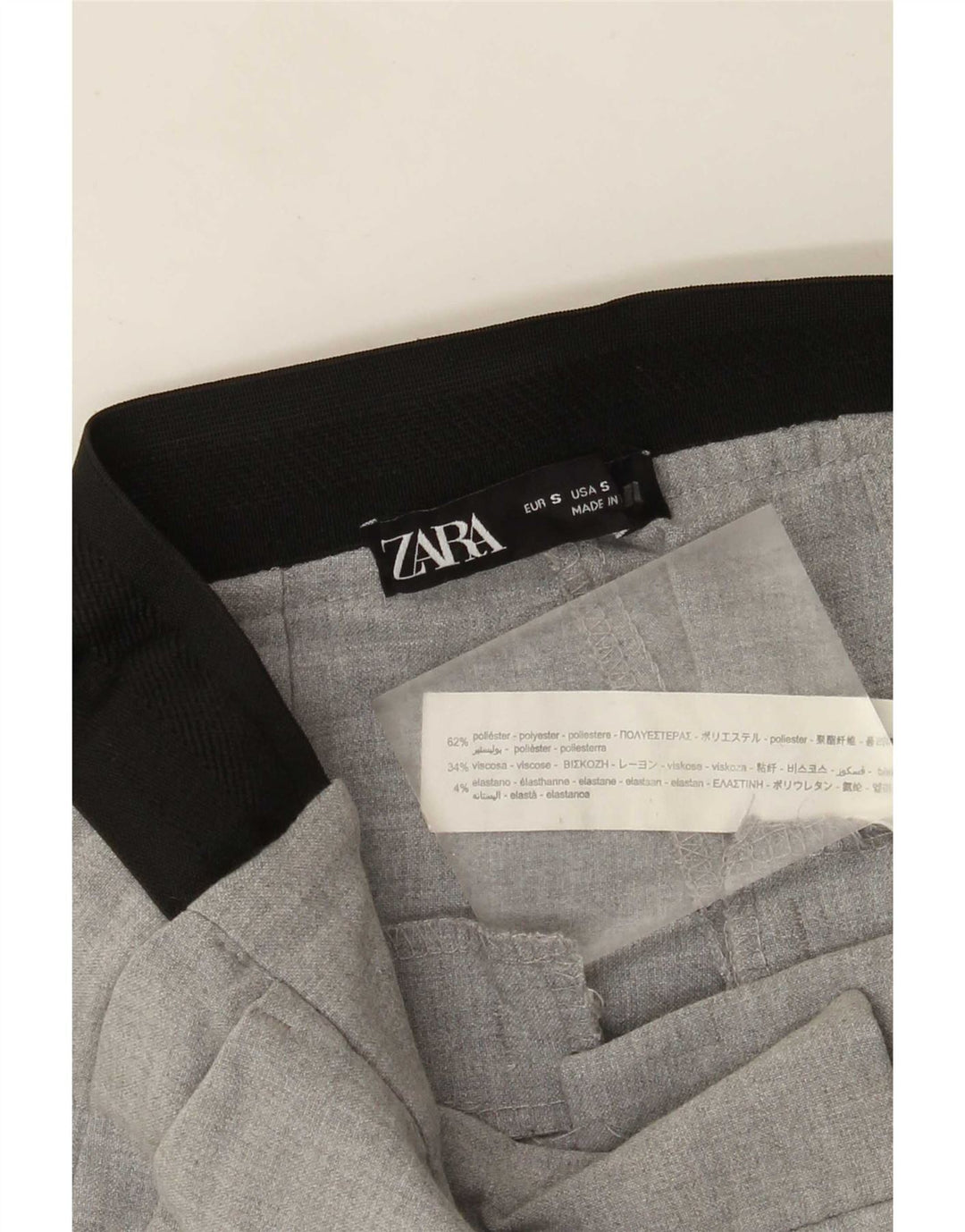 Zara Slim Suit Bukser Small W26 L26 Grå Colourblock Polyester