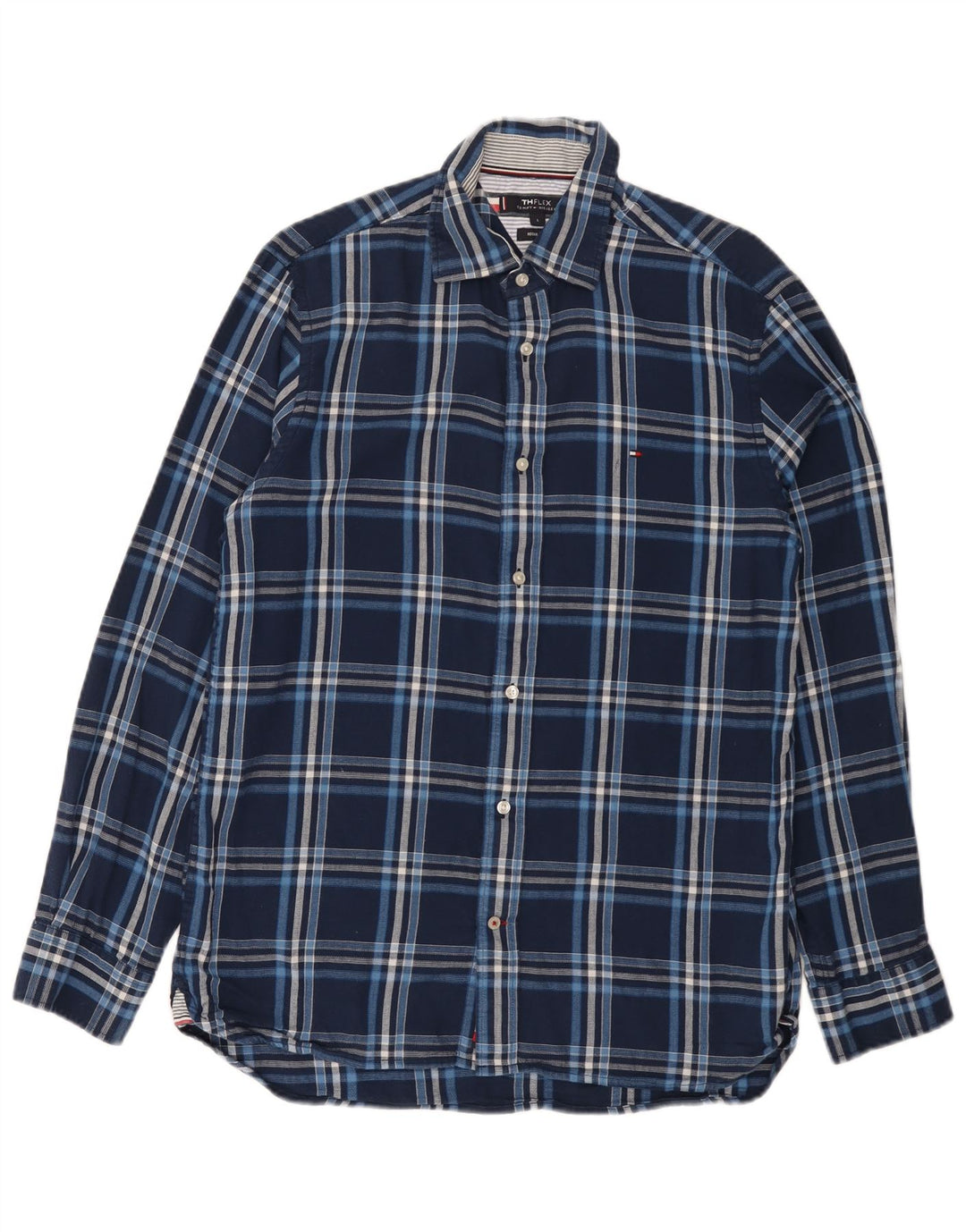 Tommy Hilfiger Herre Regular Fit skjorte Stor marineblå ternet bomuld