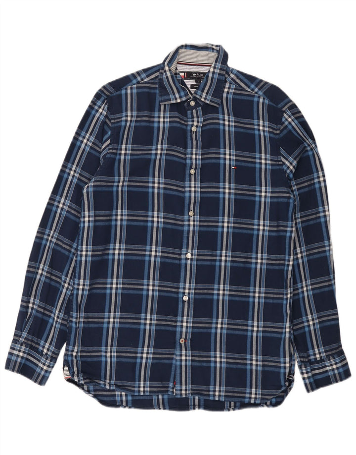 Tommy Hilfiger Herre Regular Fit skjorte Stor marineblå ternet bomuld
