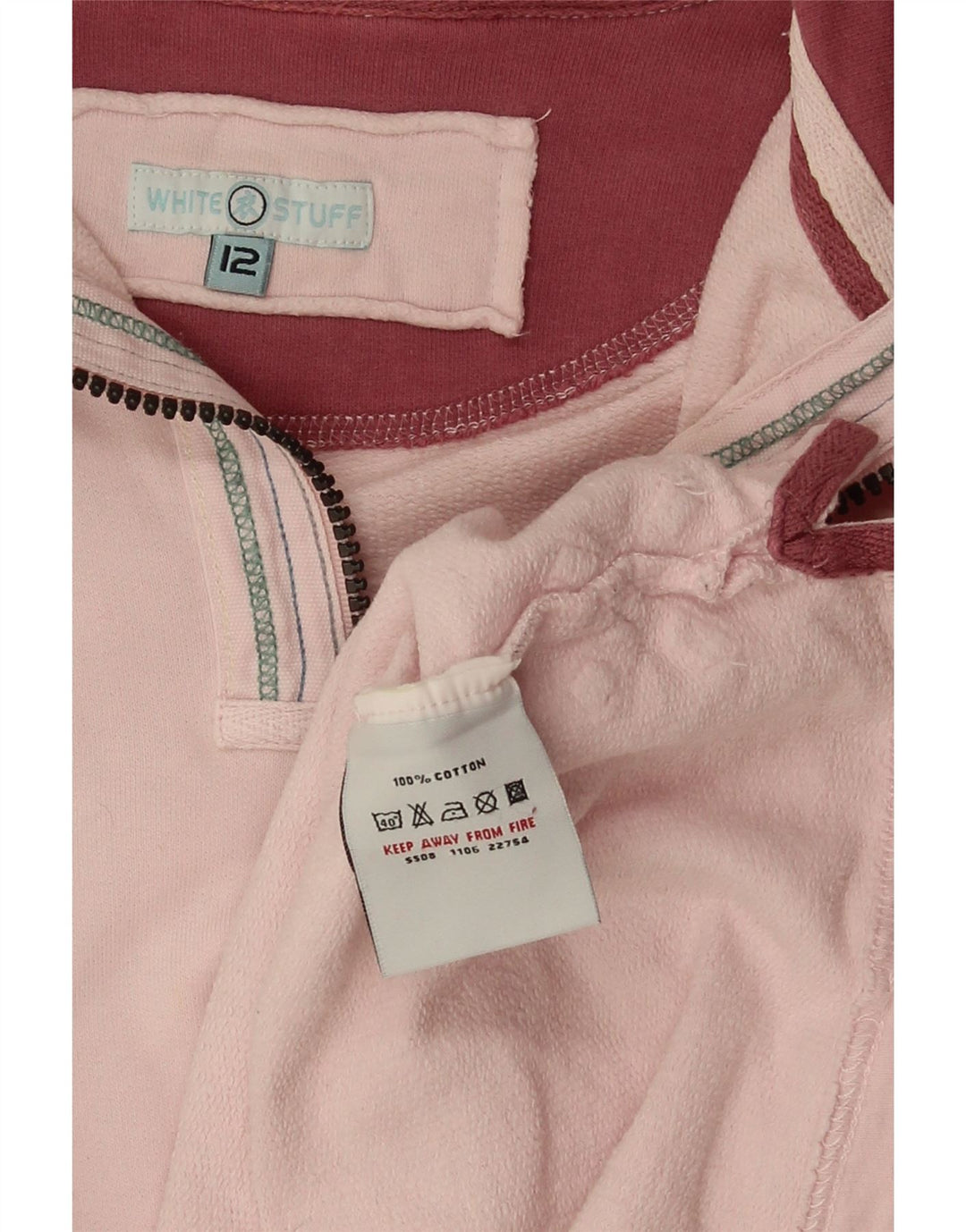 WHITE STUFF Dame grafisk lynlås-hals sweatshirt DK 12 Medium Pink