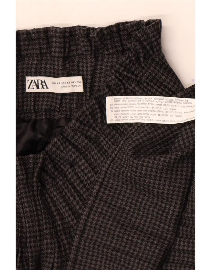 Zara Womens High Waist Skort UK 4 XS Grå Houndstooth Polyester