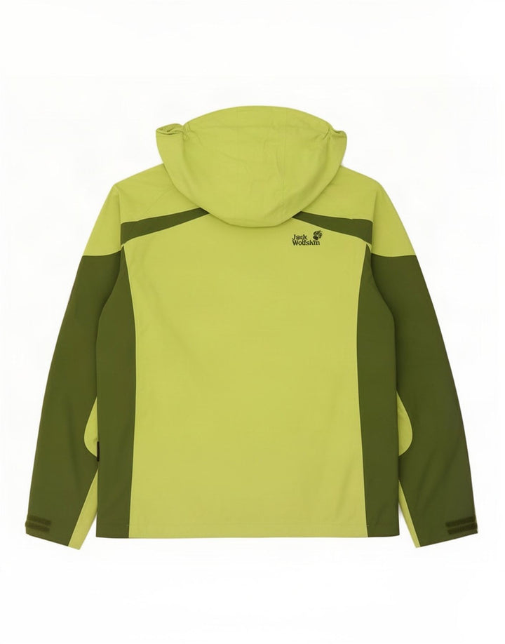 Jack Wolfskin Dame Regnjakke med hætte UK 12 Medium Green Colourblock
