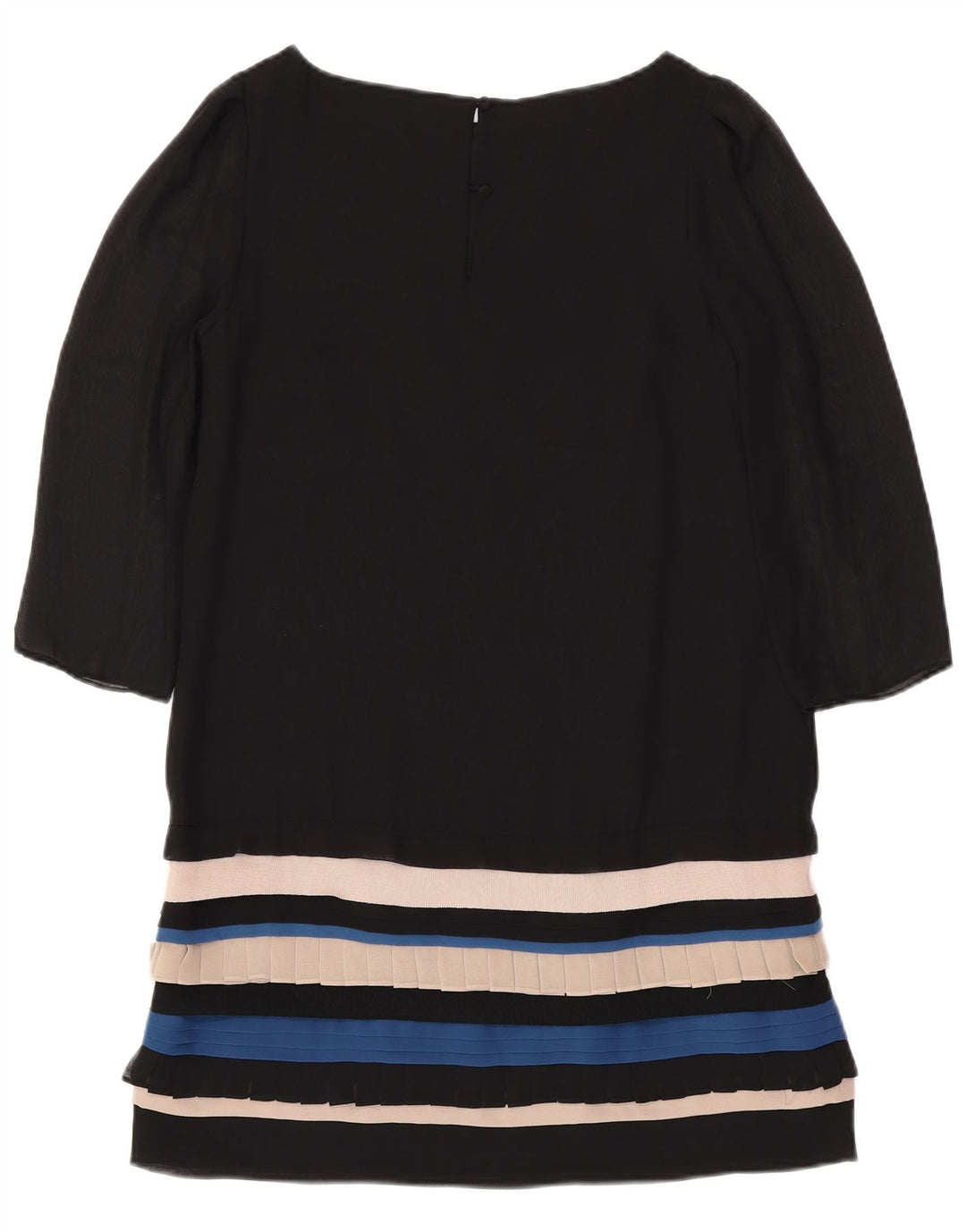 MONSOON Kvinders 3/4-ærmede Skedekjole UK 12 Medium Sort Stribet