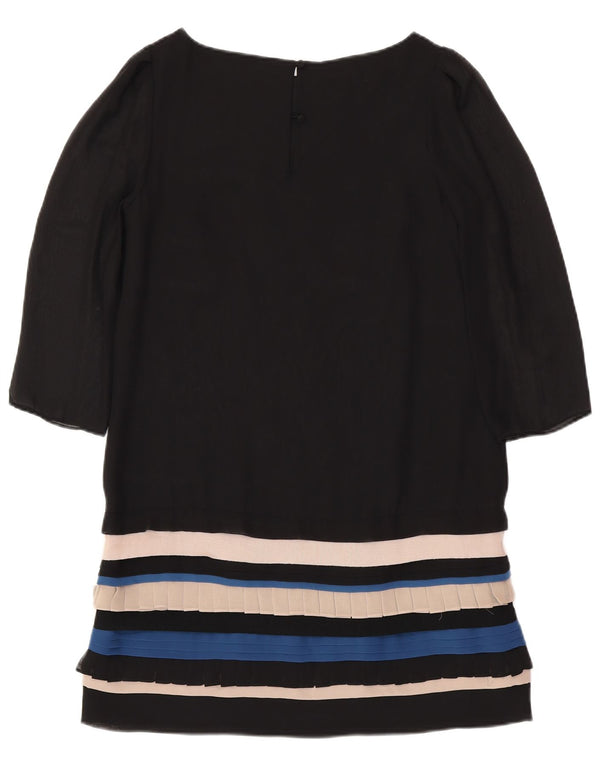 MONSOON Kvinders 3/4-ærmede Skedekjole UK 12 Medium Sort Stribet