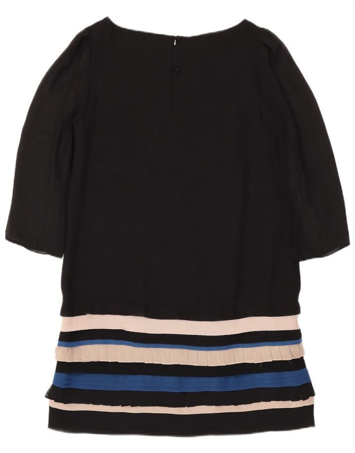 MONSOON Kvinders 3/4-ærmede Skedekjole UK 12 Medium Sort Stribet