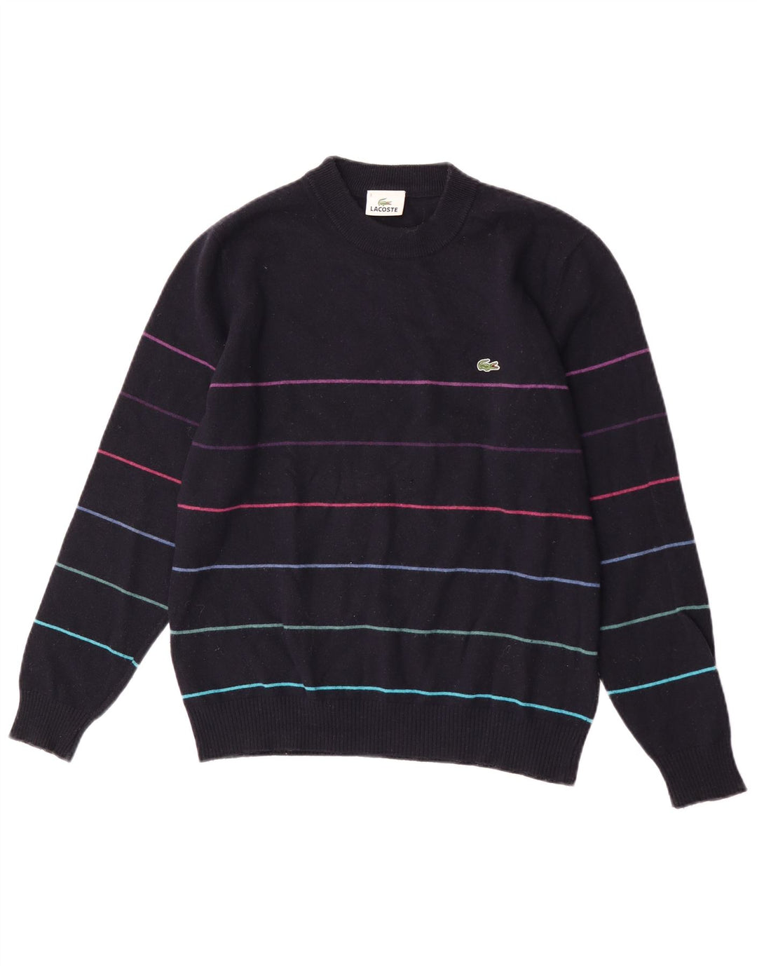 Lacoste Herre Crew Neck Jumper Sweater størrelse 3 Lille marineblå stribet