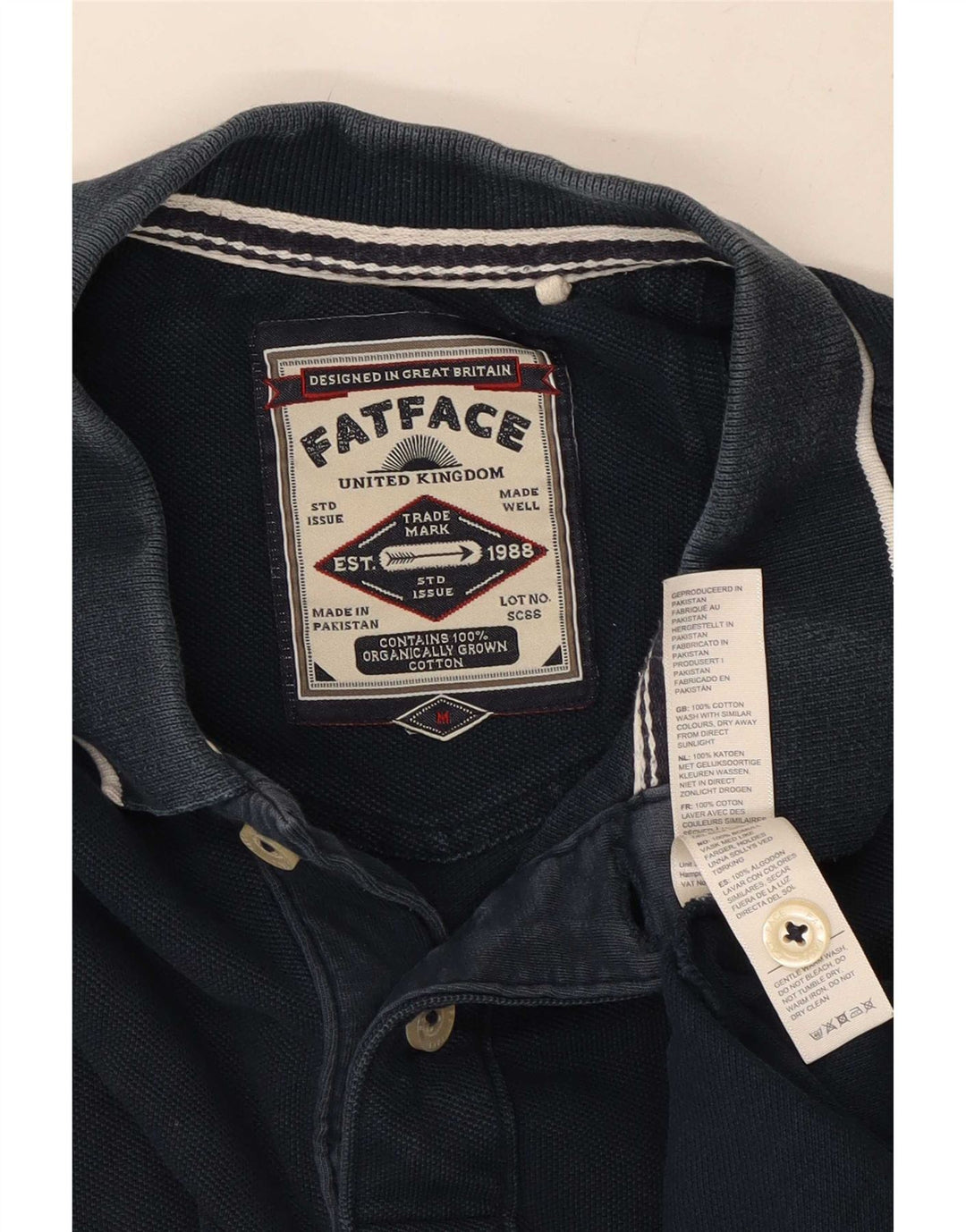 Fat Face Herre Polo Shirt Medium Navy Blue Bomuld