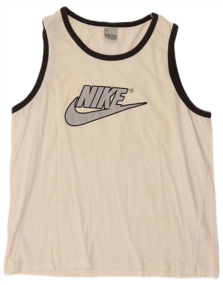 NIKE Herre grafisk vest Top UK 46/47 XL Off White Bomuld