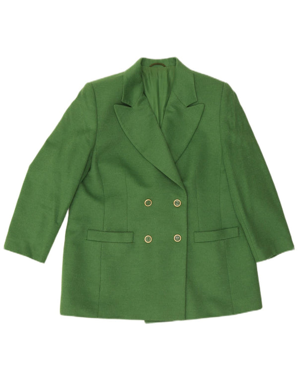 Hucke Dame Dobbeltradet Blazer Jacket UK 18 XL Grøn Uld